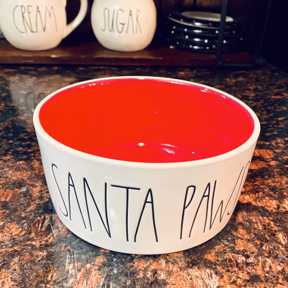 Rae Dunn SANTA PAWS pet bowl